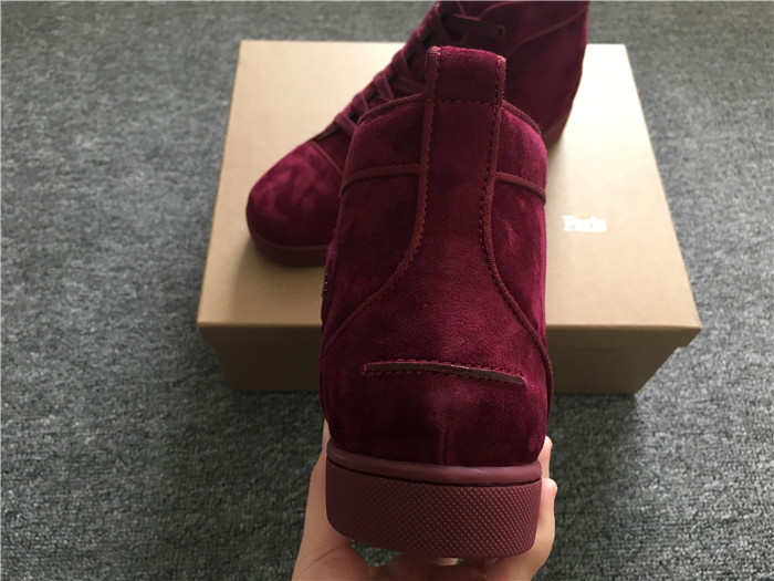 High Quality Christian Louboutin Louis Orlato Merlot Suede Sneakers