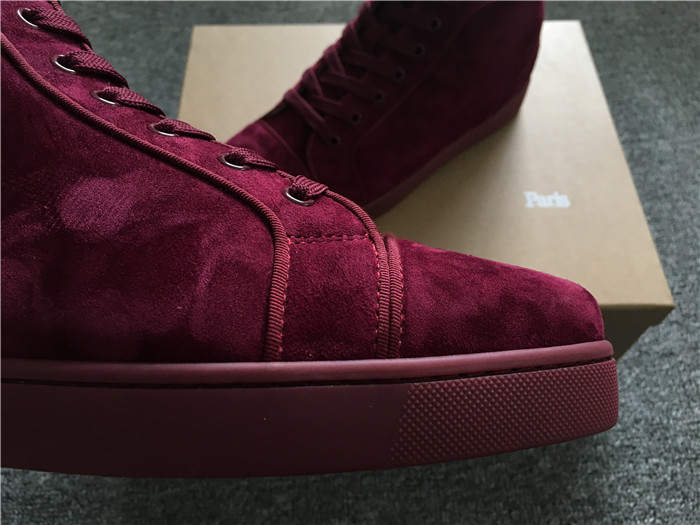 High Quality Christian Louboutin Louis Orlato Merlot Suede Sneakers