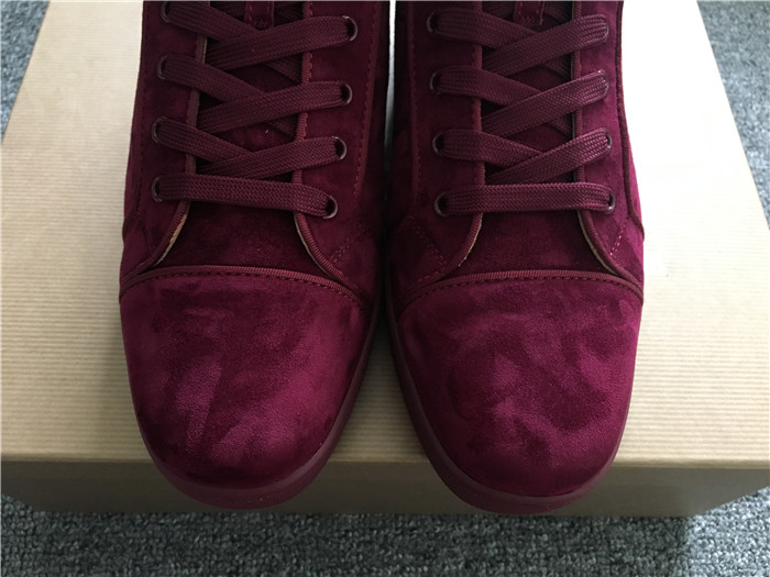 High Quality Christian Louboutin Louis Orlato Merlot Suede Sneakers