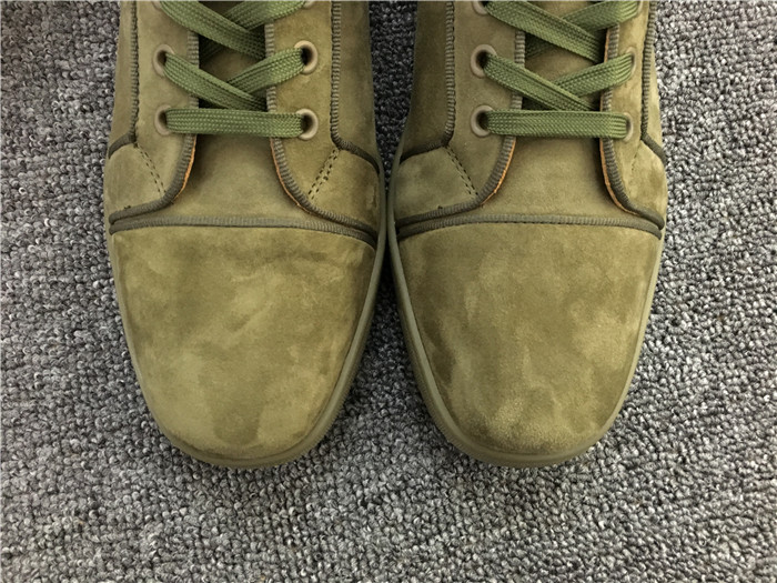 High Quality Christian Louboutin Louis Orlato Flat High Top Suede Sneaker In Poivre Vert Color