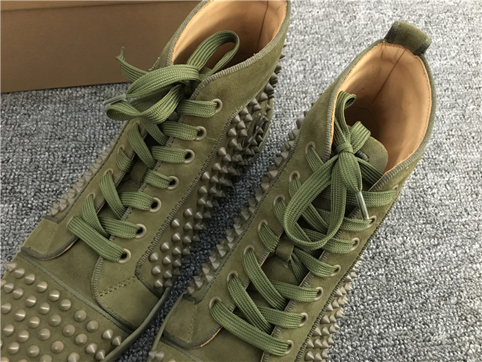 High Quality Christian Louboutin Louis Orlato Flat High Top Spike Sneakers