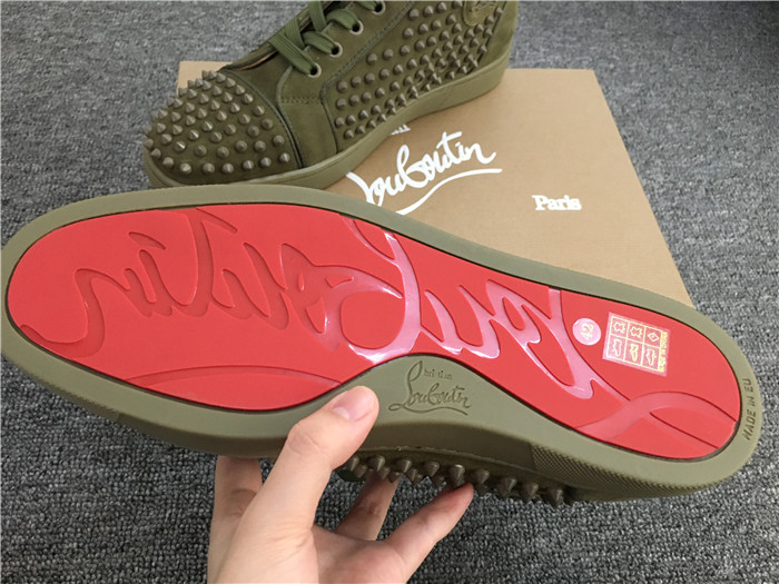 High Quality Christian Louboutin Louis Orlato Flat High Top Spike Sneakers