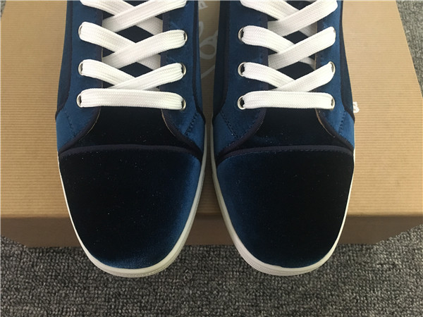 High Quality Christian Louboutin Louis Orlato Blue Velvet Junior Flat Sneakers