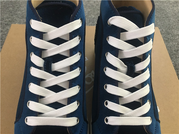 High Quality Christian Louboutin Louis Orlato Blue Velvet Junior Flat Sneakers