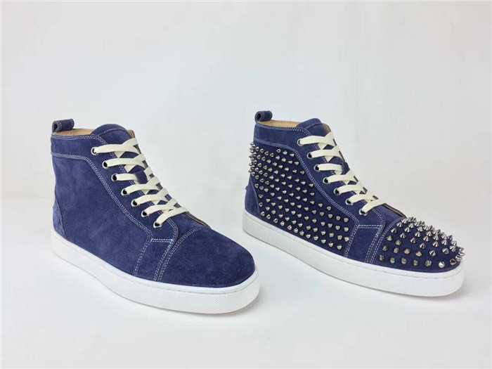 High Quality Christian Louboutin Louis Mens High Top Sneakers Blue