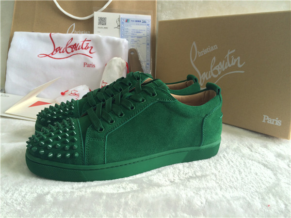 High Quality Christian Louboutin Louis Junior Spikes Mens Flat Amazone Suede Low Top Sneakers