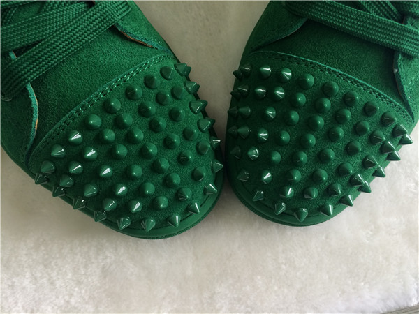 High Quality Christian Louboutin Louis Junior Spikes Mens Flat Amazone Suede Low Top Sneakers