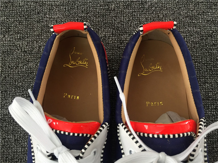 High Quality Christian Louboutin Louis Junior Men Flat Low Top Leather Black Spike Sneaker