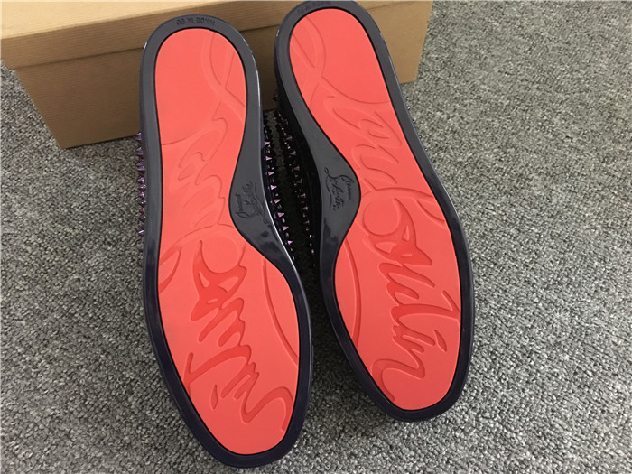 High Quality Christian Louboutin Louis Flat Purple Glossy Patent Sneakers