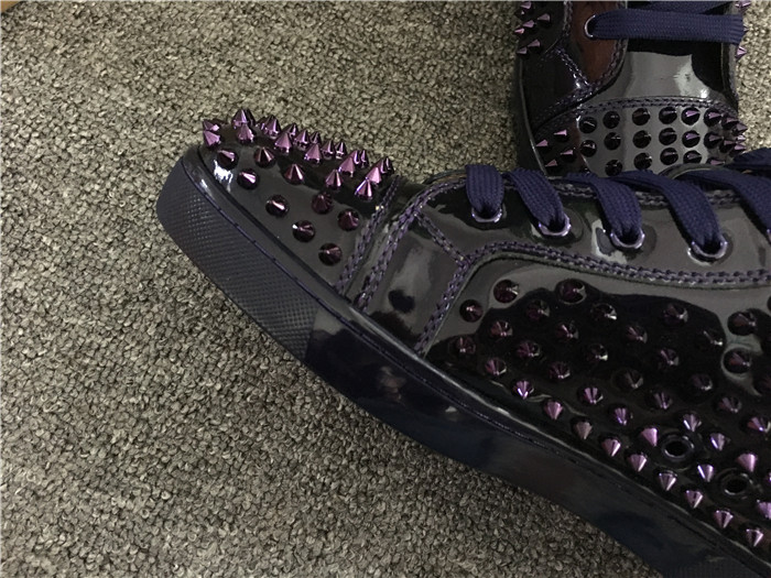 High Quality Christian Louboutin Louis Flat Purple Glossy Patent Sneakers