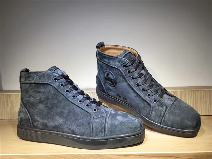 High Quality Christian Louboutin Louis Camo Suede High Top Sneakers