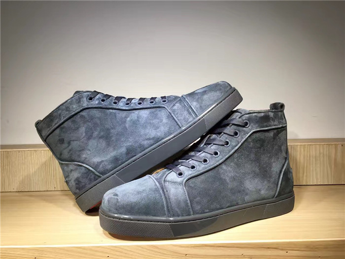 High Quality Christian Louboutin Louis Camo Suede High Top Sneakers