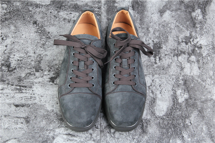 High Quality Christian Louboutin Flat Grey Suede Low Top Sneakers