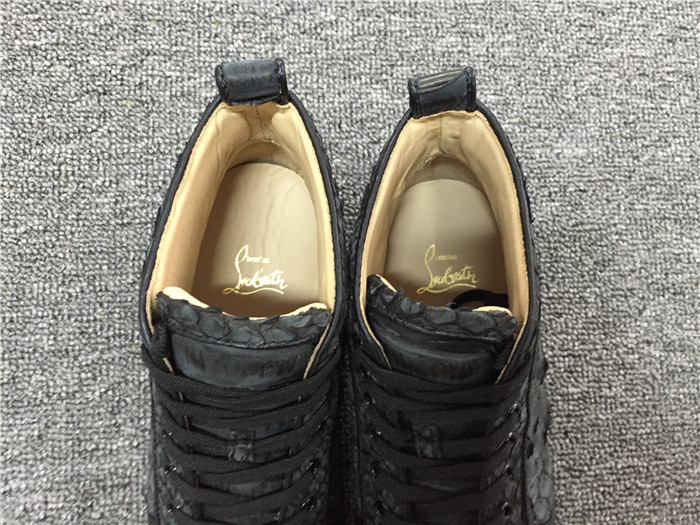 High Quality Christian Louboutin Black Python Louis Flat Sneakers