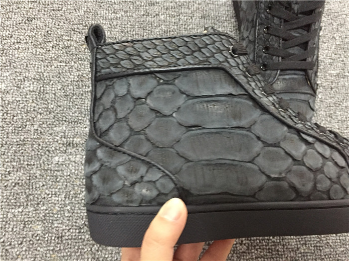 High Quality Christian Louboutin Black Python Louis Flat Sneakers