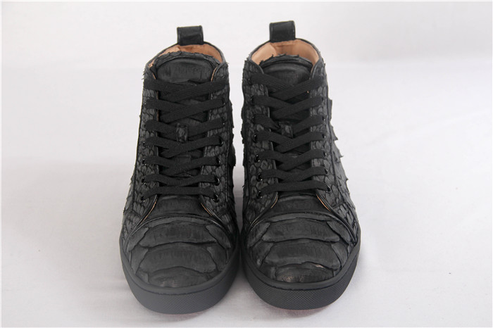 High Quality Christian Louboutin Black Python Louis Flat Sneakers