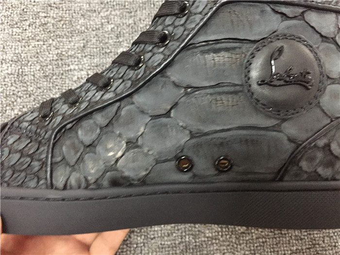 High Quality Christian Louboutin Black Python Louis Flat Sneakers