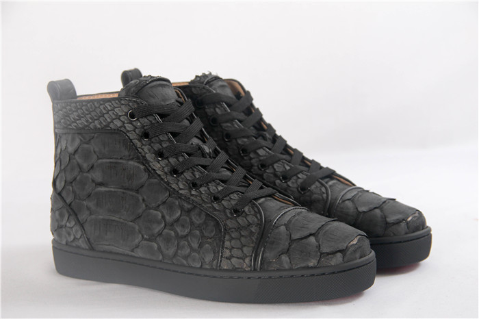 High Quality Christian Louboutin Black Python Louis Flat Sneakers