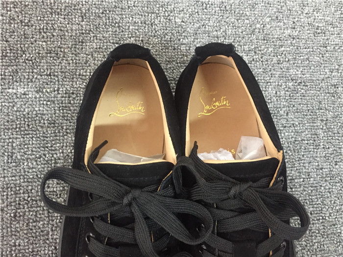 High Quality Christian Louboutin Black Low Top Suede Gold Sneakers For Men