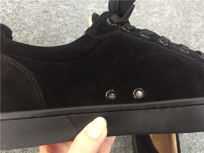 High Quality Christian Louboutin Black Low Top Suede Gold Sneakers For Men