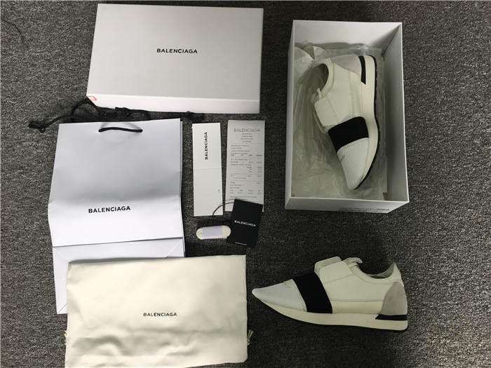 High Quality Balenciaga White Black Race Runner Sneakers