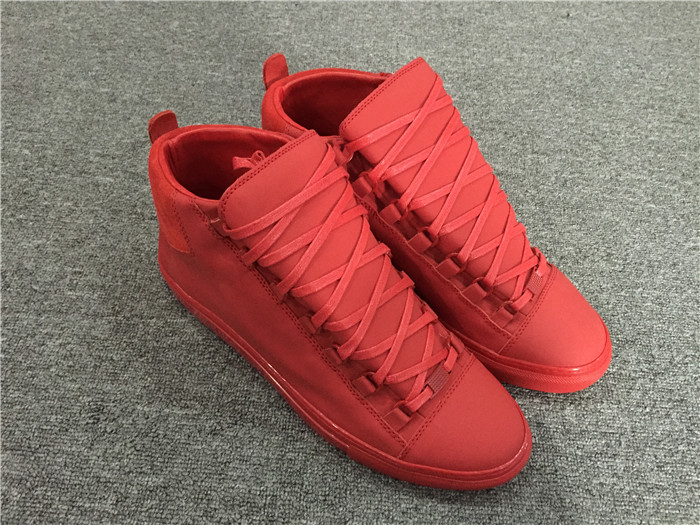 High Quality Balenciaga Sprayed Suede Arena High-Top Sneakers-Red