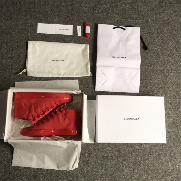 High Quality Balenciaga Sprayed Suede Arena High-Top Sneakers-Red