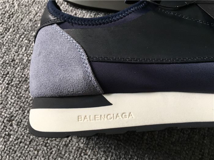 High Quality Balenciaga Dark Navy Blue Multi Material Race Runner Sneakers