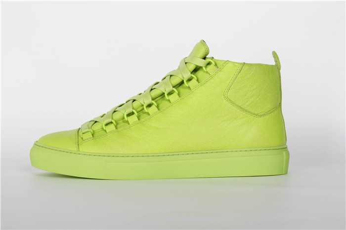 High Quality Balenciaga Arena Neon Yellow High Top Creased Leather Sneakers