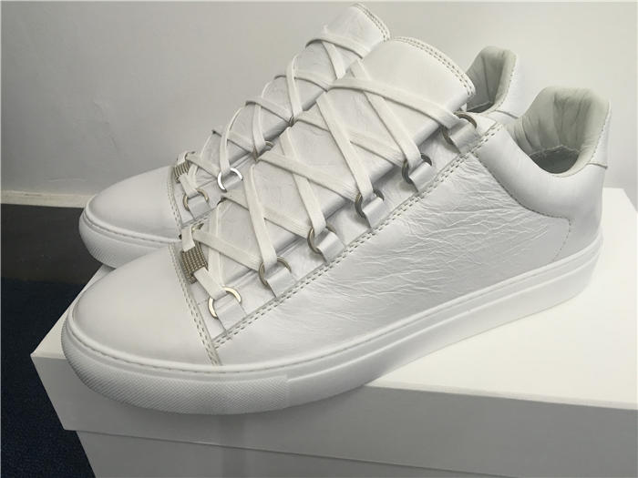 High Quality Balenciaga Arena Low Top Creased Leather Sneakers White