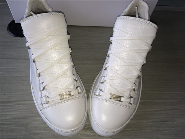 High Quality Balenciaga Arena Low Top Creased Leather Sneakers White