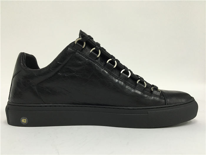 High Quality Balenciaga Arena Low Top Creased Leather Sneakers Black