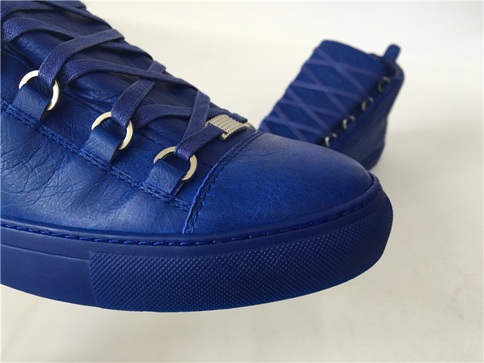 High Quality Balenciaga Arena High Top Creased Leather Sneakers In Blue Color