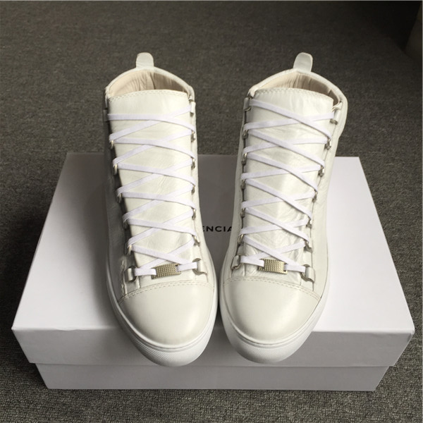 High Quality Balenciaga Arena Creased Leather Sneakers White High Top