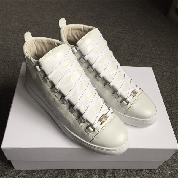 High Quality Balenciaga Arena Creased Leather Sneakers White High Top