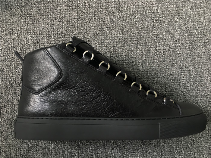 High Quality Balenciaga Arena Creased Leather Sneakers Black