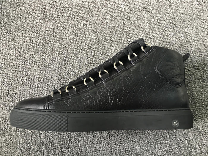 High Quality Balenciaga Arena Creased Leather Sneakers Black