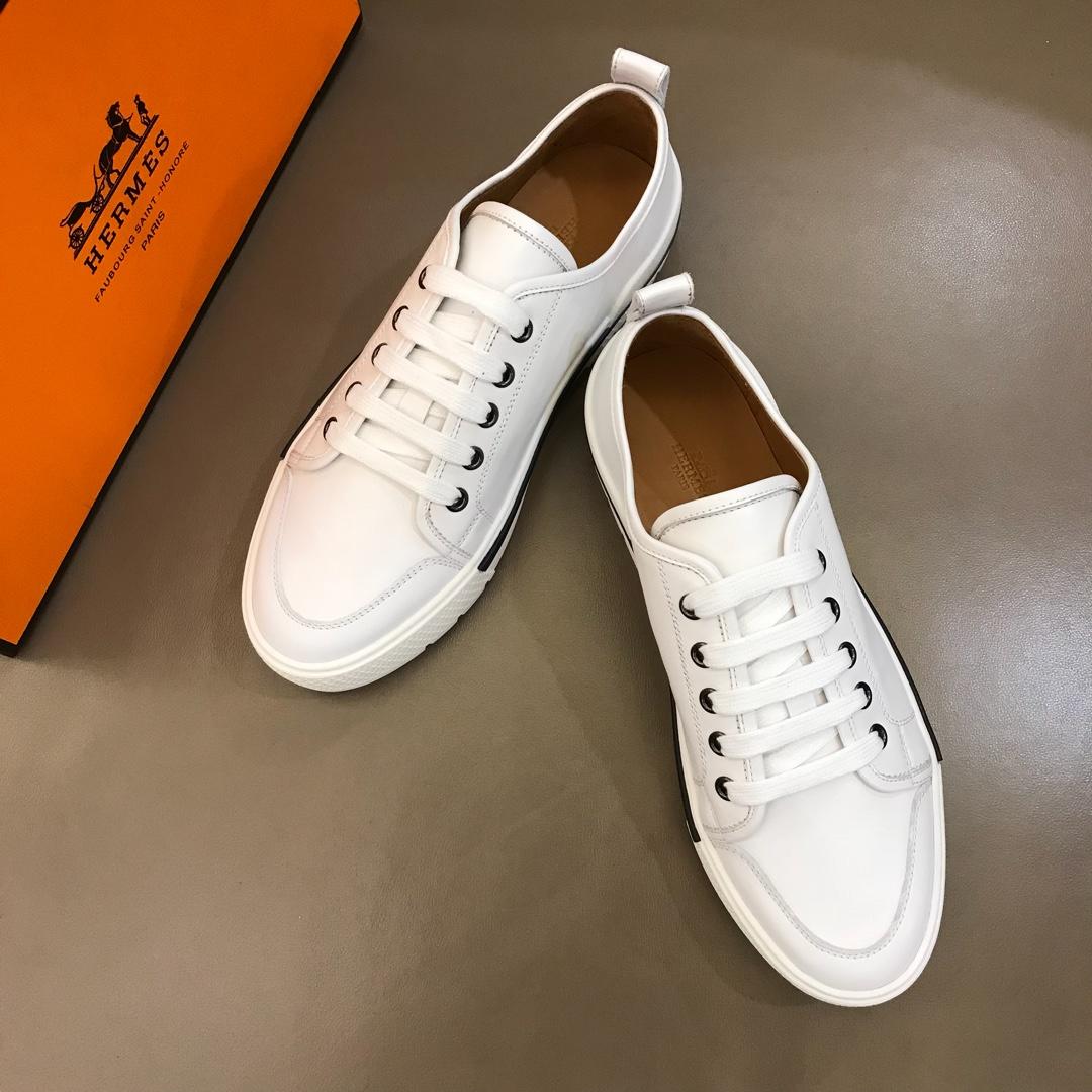 Hermes Perfect Quality Sneakers White and White rubber sole with White tongue MS02732