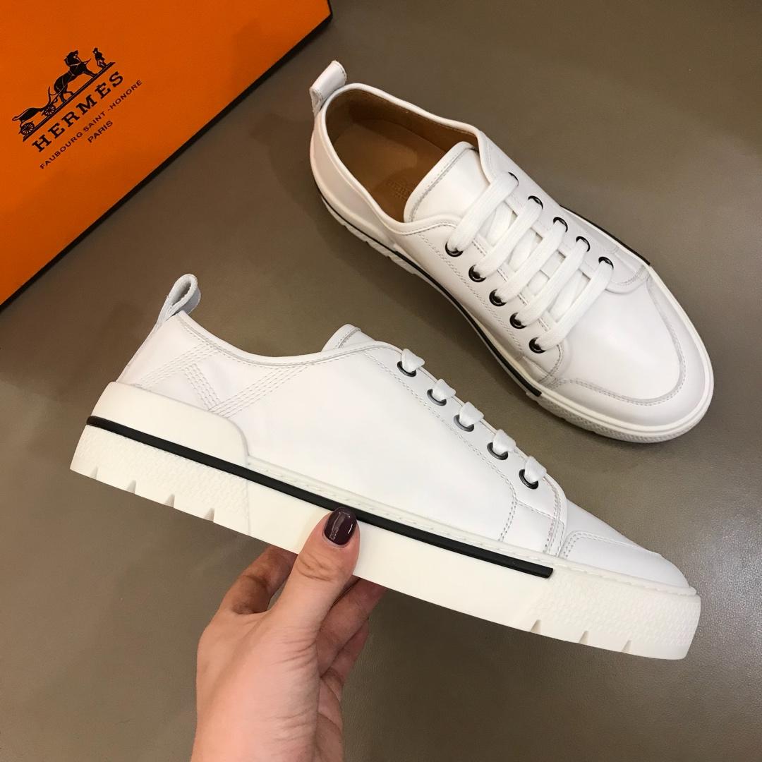 Hermes Perfect Quality Sneakers White and White rubber sole with White tongue MS02732