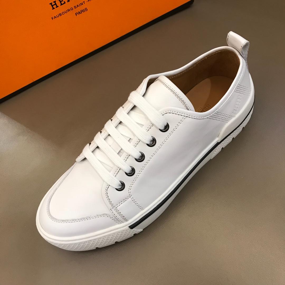 Hermes Perfect Quality Sneakers White and White rubber sole with White tongue MS02732