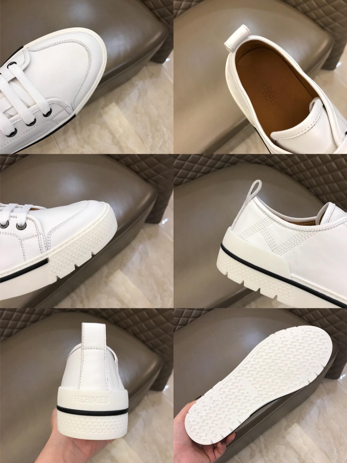 Hermes Perfect Quality Sneakers White and White rubber sole with White tongue MS02732