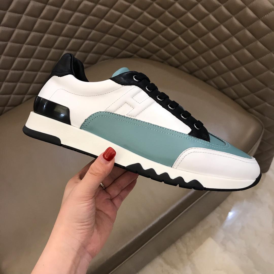 Hermes Perfect Quality Sneakers White and Two-tone sole with Light blue tongue MS02737