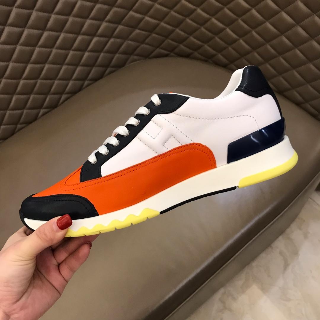Hermes Perfect Quality Sneakers White and Three-color sole with Orange tongue MS02733