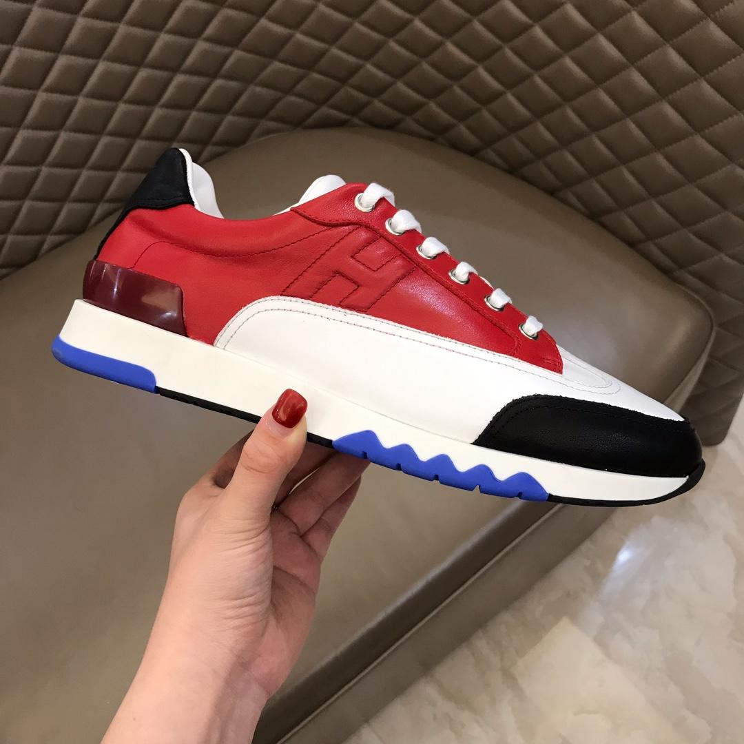 Hermes Perfect Quality Sneakers Red and Three-color sole with White tongue MS02738
