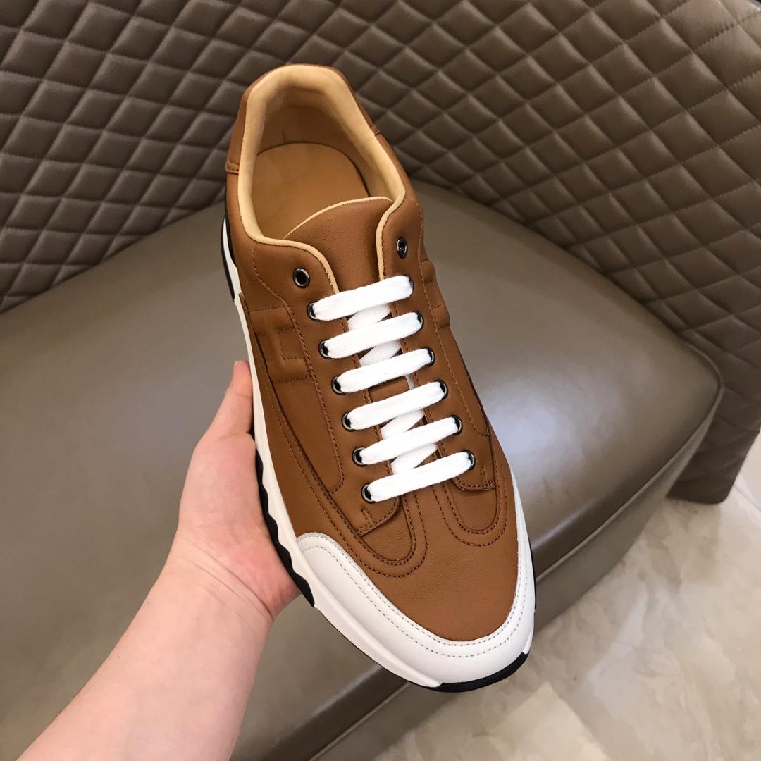 Hermes Perfect Quality Sneakers Brown and Two-tone sole with Brown tongue MS02735