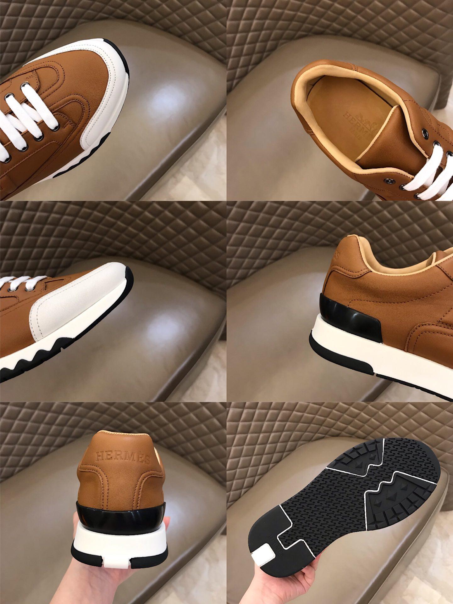 Hermes Perfect Quality Sneakers Brown and Two-tone sole with Brown tongue MS02735