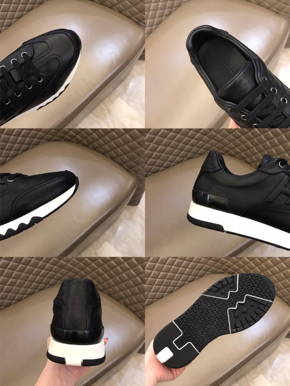 Hermes Perfect Quality Sneakers Black and Two-tone sole with Black tongue MS02739