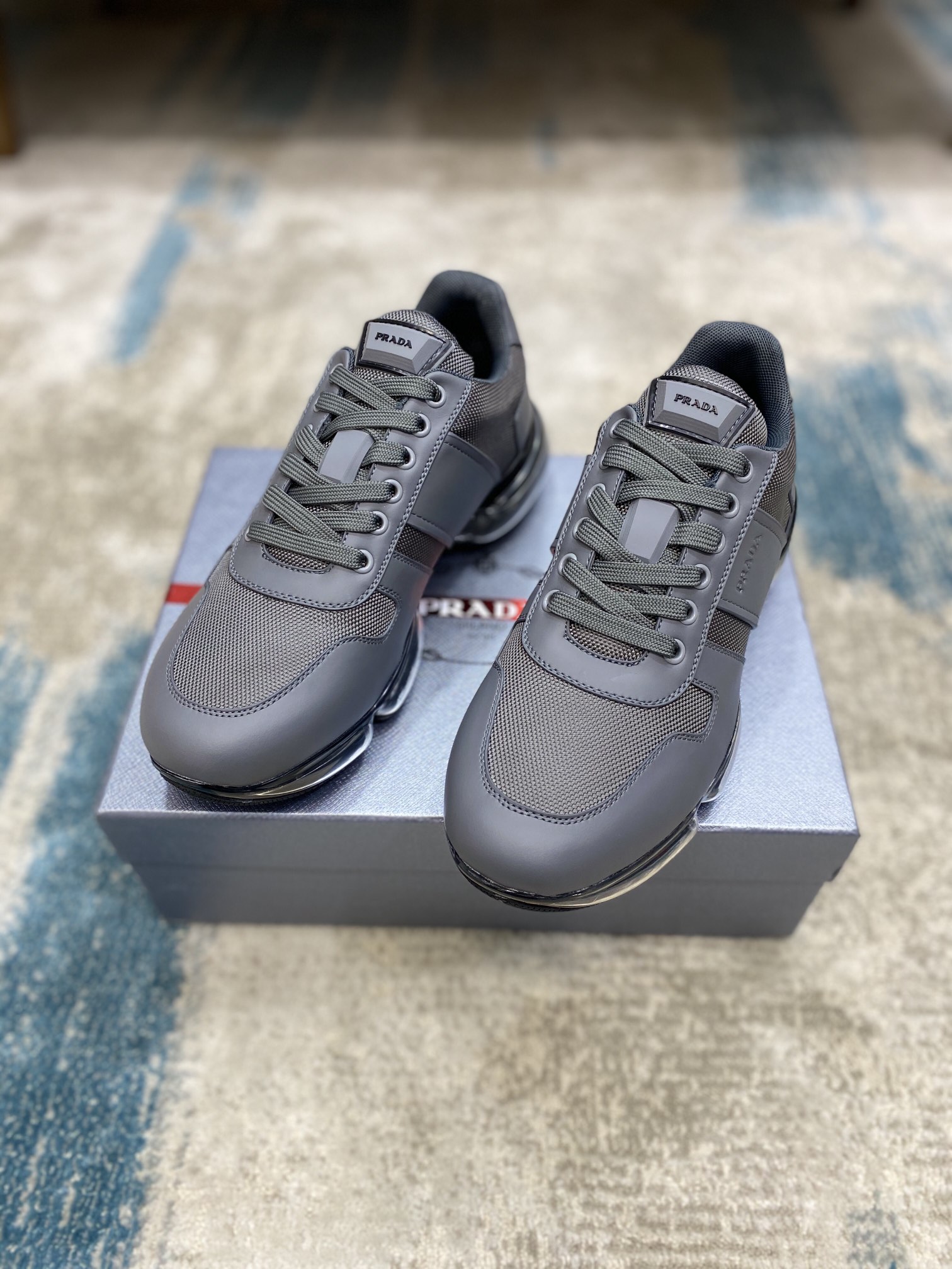 PRADA sneakers with black white grey