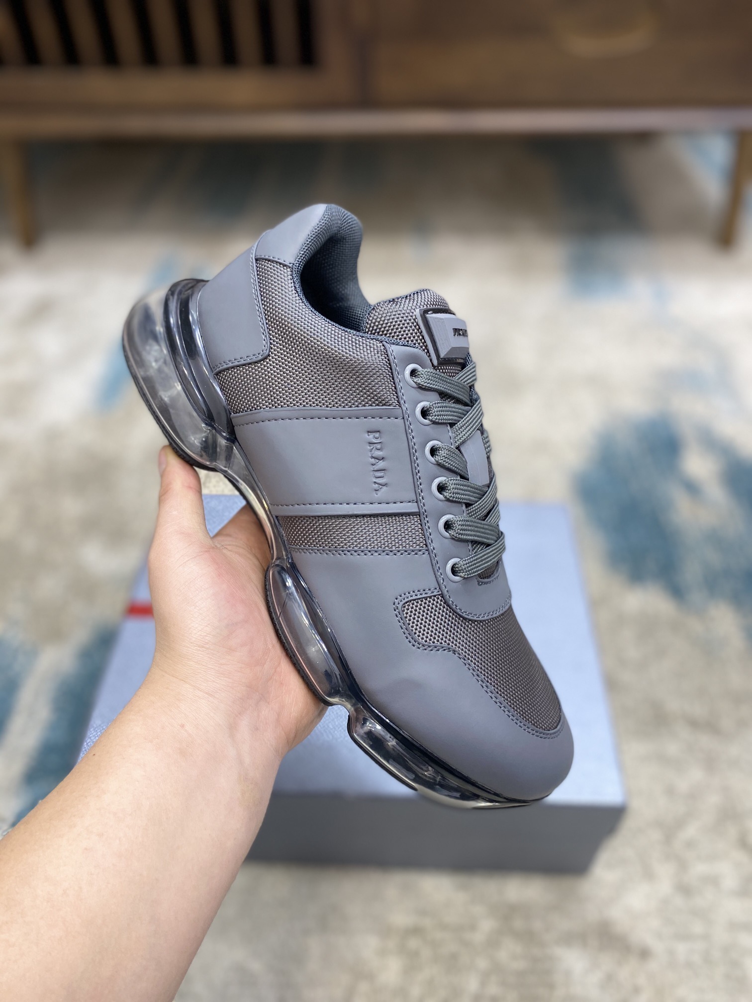 PRADA sneakers with black white grey