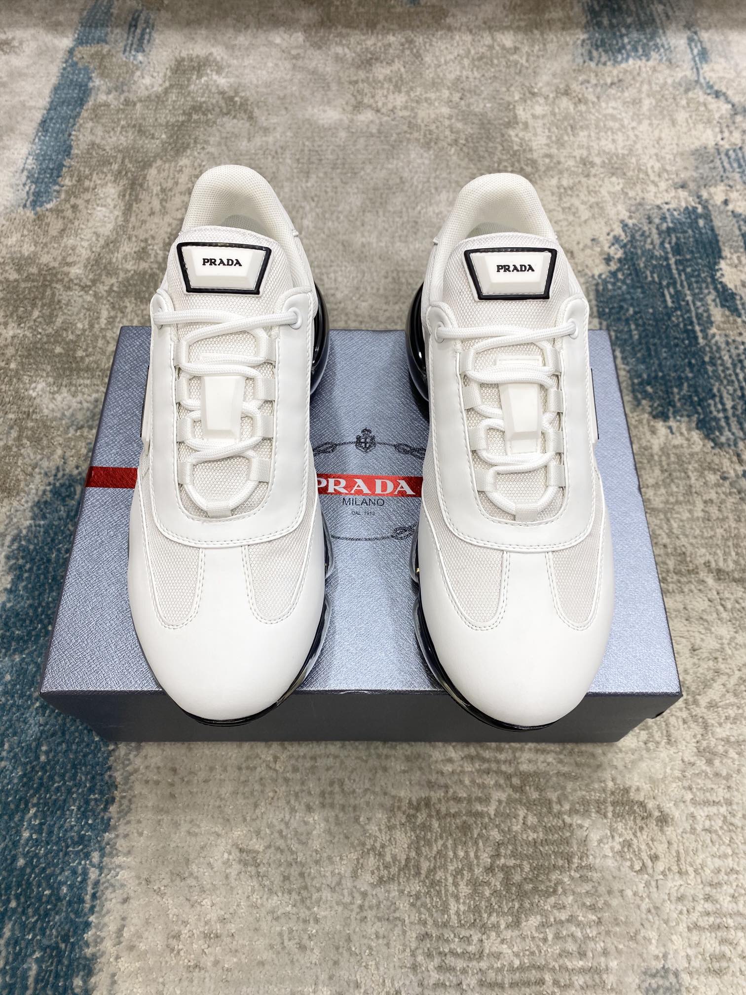 PRADA sneakers with black white grey